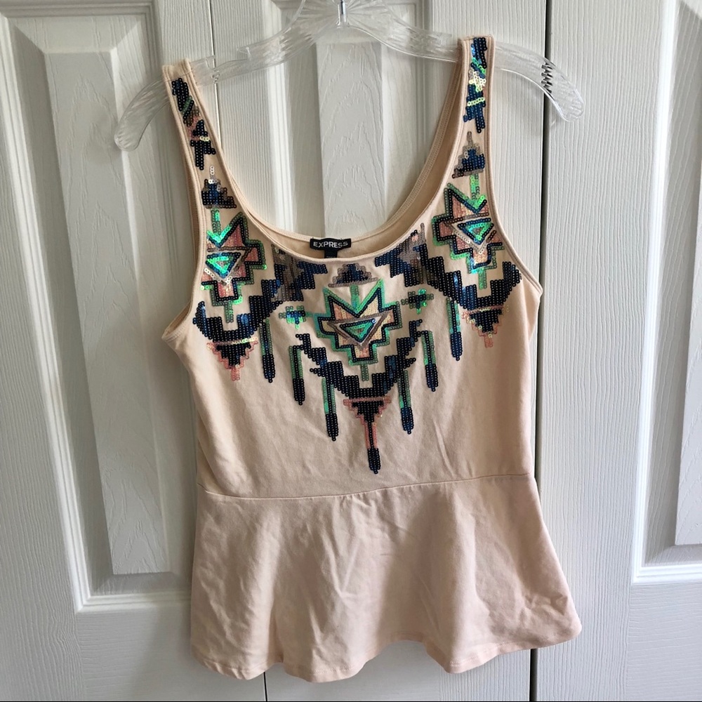 Express sequin peplum top